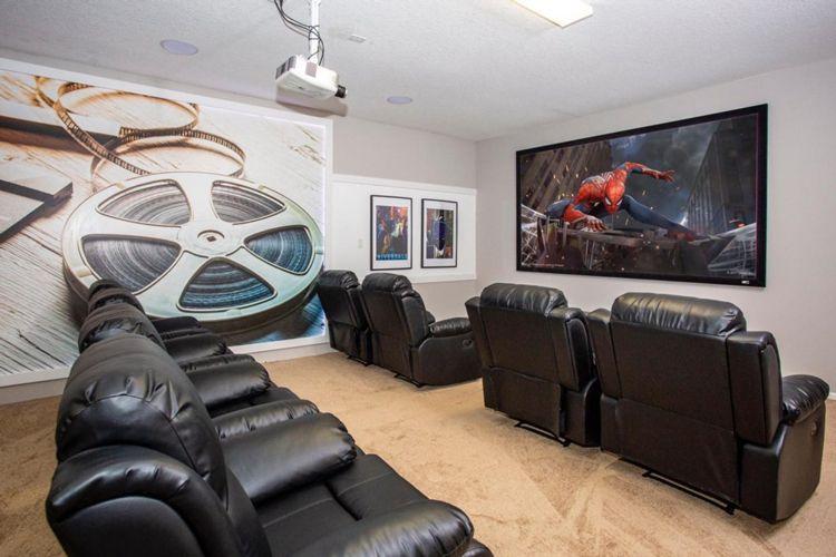 Sonoma Resort vacation rentals with home theaters - Sonoma Resort 47 home theater room with leather chairs and large screen