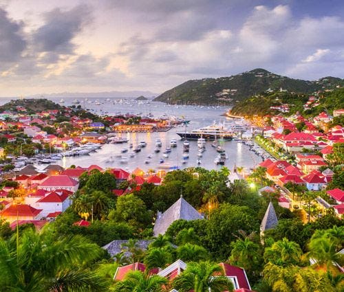 Gustavia city by the sea in St Barts with harbor