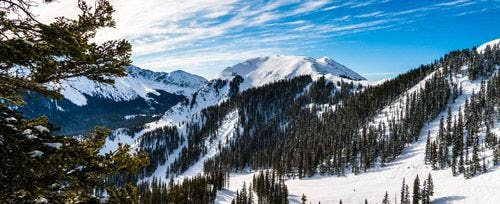 Snow-capped mountains in Taos Ski Valley