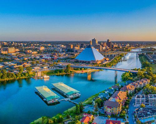 Memphis city ariel view of river