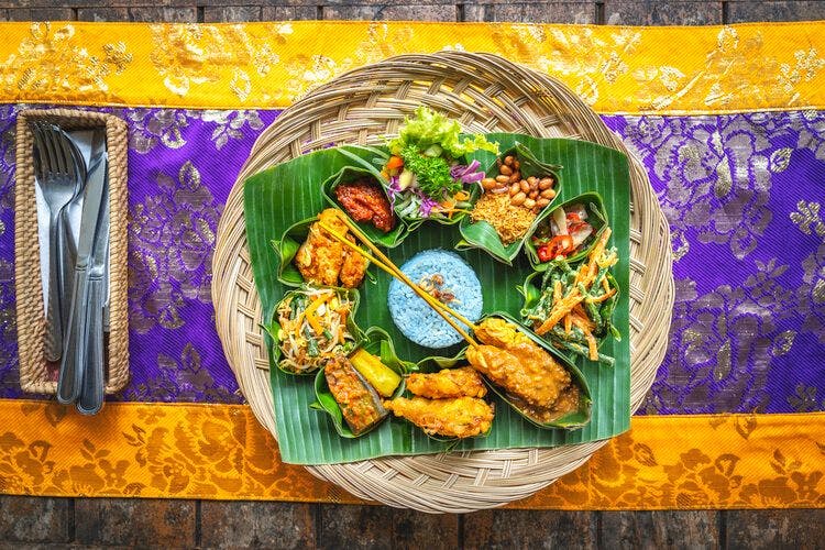 An appetizing dish of local Balinese delicacies