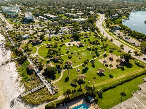 An aerial shot of Jaycee Park in Cape Coral
