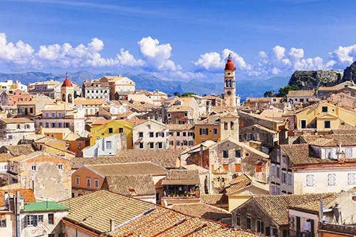 The colorful buildings of Corfu Old Town