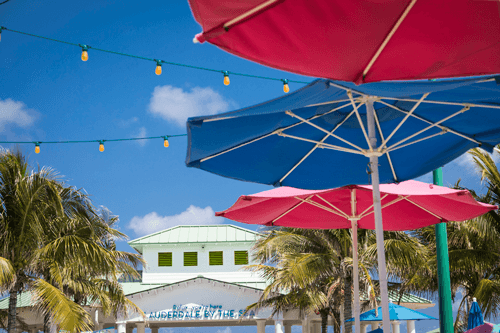 Pink and blue umbrellas in Lauderdale By The Sea