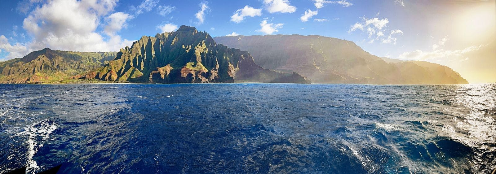 View of Hawaiian coastline from the sea