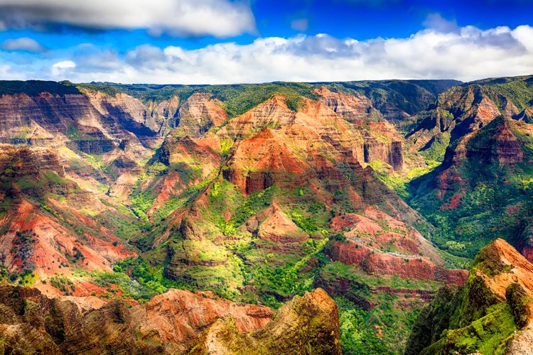 Colorful rock formations in Waimea Canyon