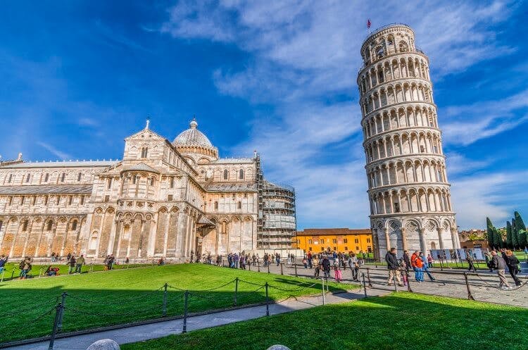 The leaning tower and cathedral of Pisa