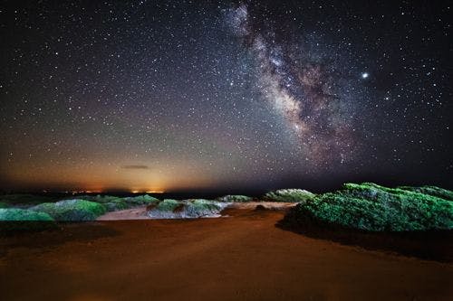 The Milky Way over a moor in Portugal
