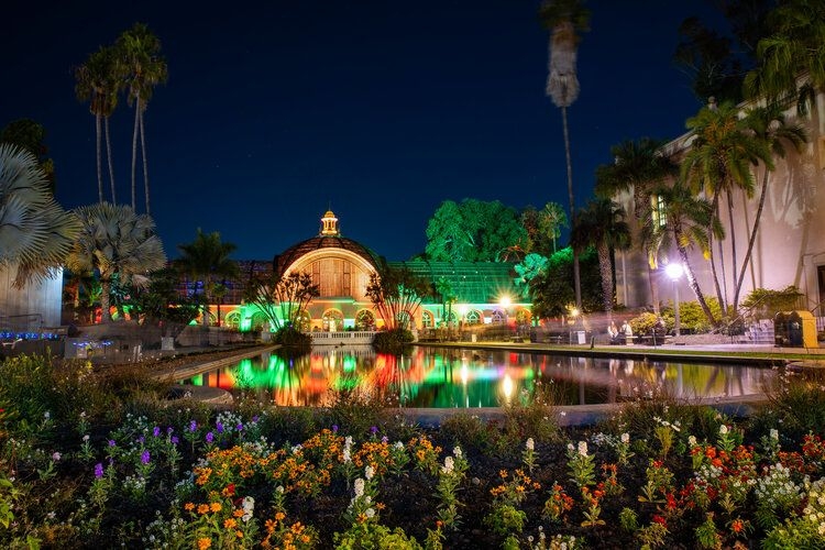 Things to do in San Diego, December lights at Balboa Park