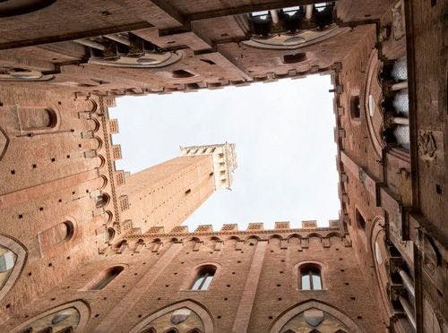 A view of the Tower of Siena from the ground