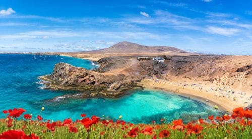 The colorful coastline on the island of Lanzarote
