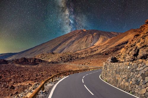The Milky Way over the peak of Mt Teide in Tenerife