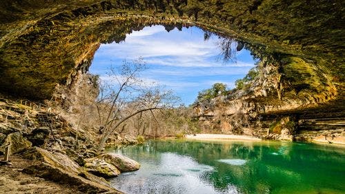 Hamilton Pool lake and cavern in Texas