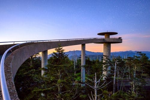 Clingmans Dome, a walkway with viewing platform over the treetops