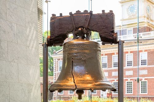 The crack of the Liberty Bell in Philidephia
