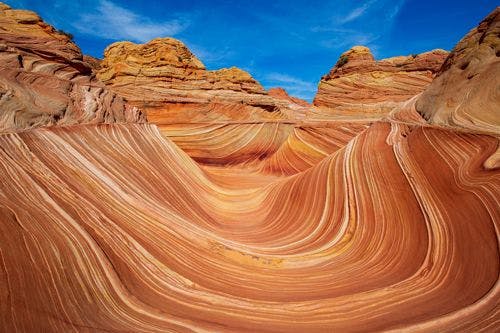 The Wave, an undulating red rock formation in Arizona