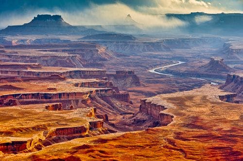 View of dramatic canyon landscape in Utah