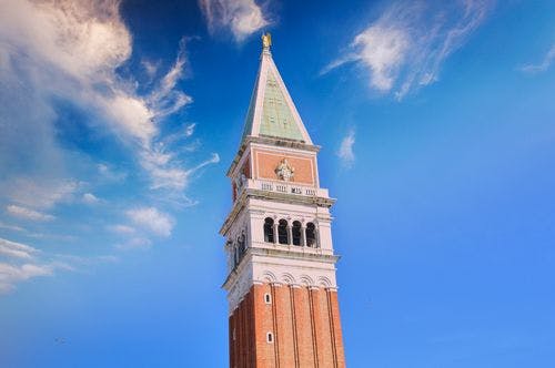 The top of the Campanile di San Marco tower