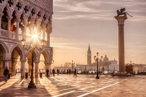 Soft early morning light in St Mark's Square