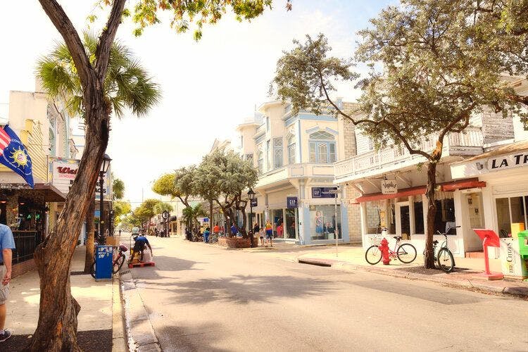 Daytime Duval Street scene in Key West Florida