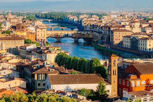 The Arno River flowing through Florence's city center