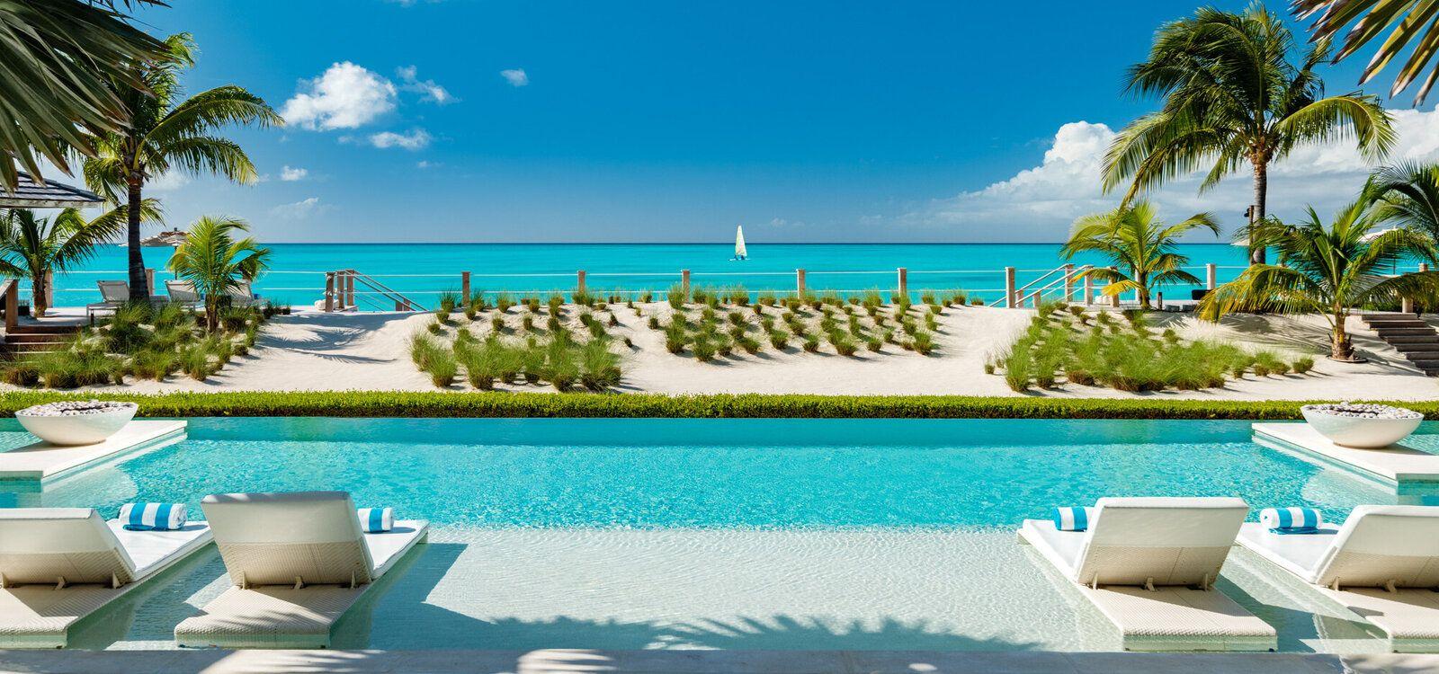 Turks and Caicos beach houses, Sentosa, ocean view pool