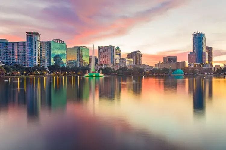 Orlando skyline at sunset