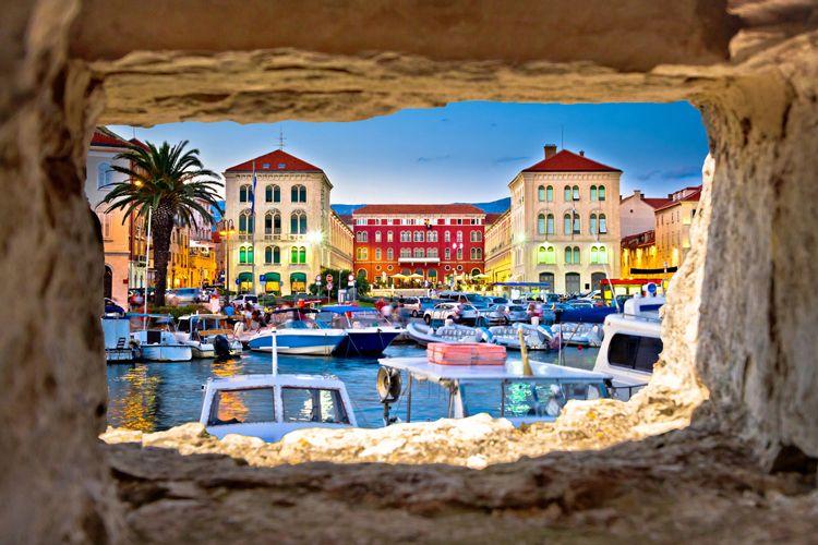 A view of Split through a stone window