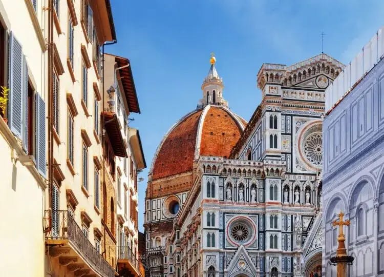View of the dome of Florence Cathedral through the streets