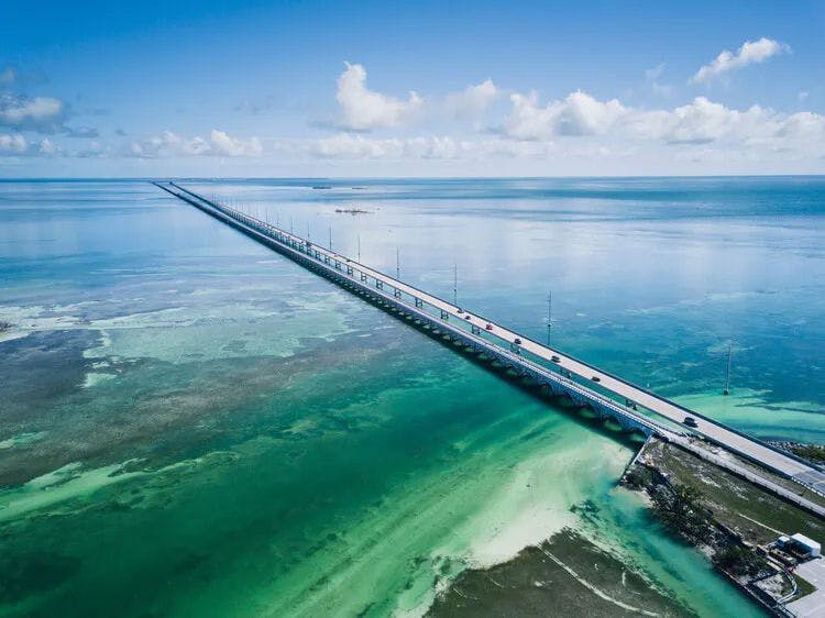 Straight road over the water in the Florida Keys
