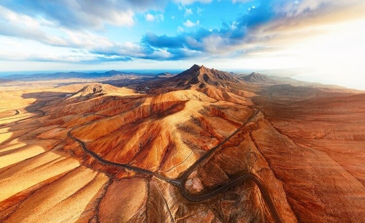 Dramatic volcanic landscape in Fuerteventura