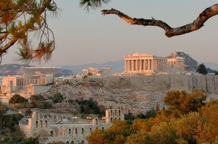Sunset over the Acropolis of Athens