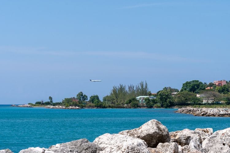 A plane coming into land at Montego Bay Airport