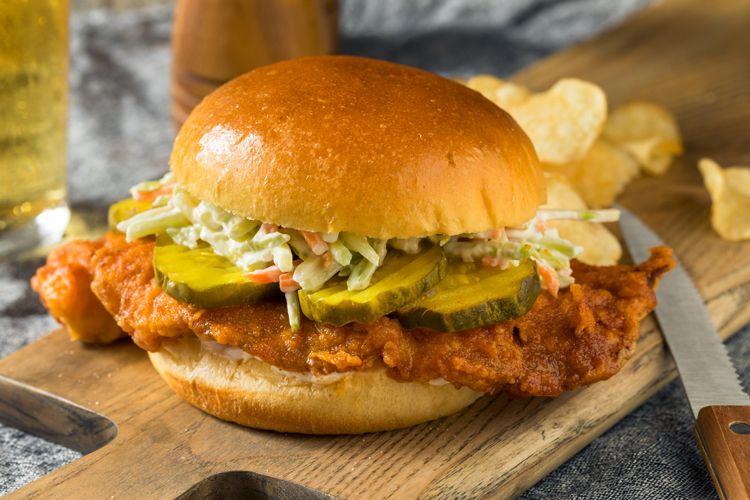 A Nashville hot chicken burger