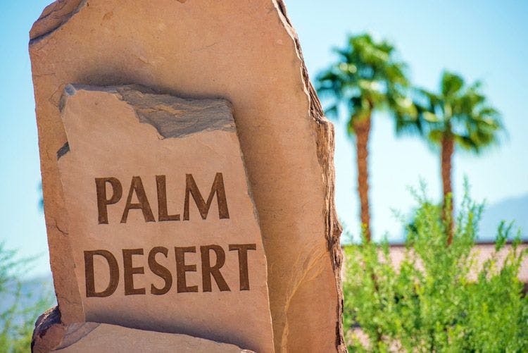 Palm Desert rock signpost