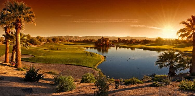 Sunset over a Palm Desert golf course