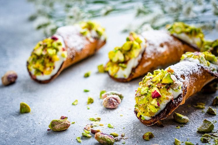 Cannoli - traditional Sicilian pastry tubes with mascarpone filling