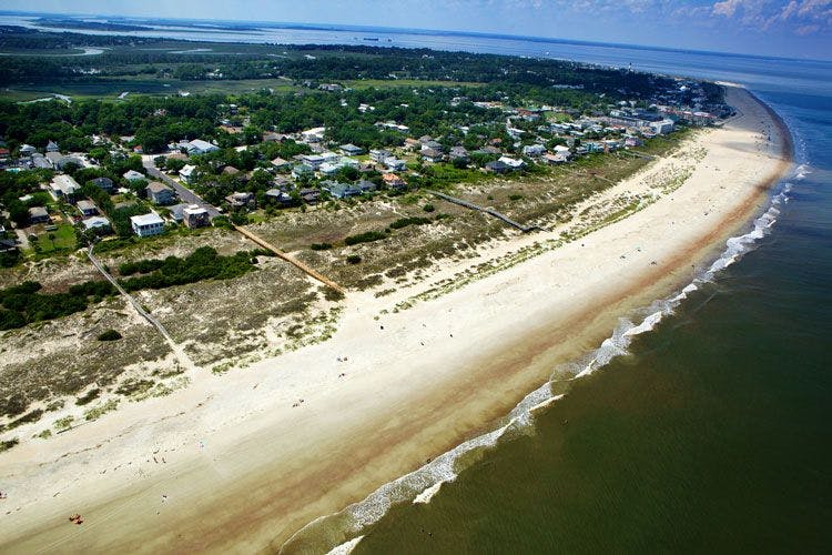 Aerial view of Tybee Island beach