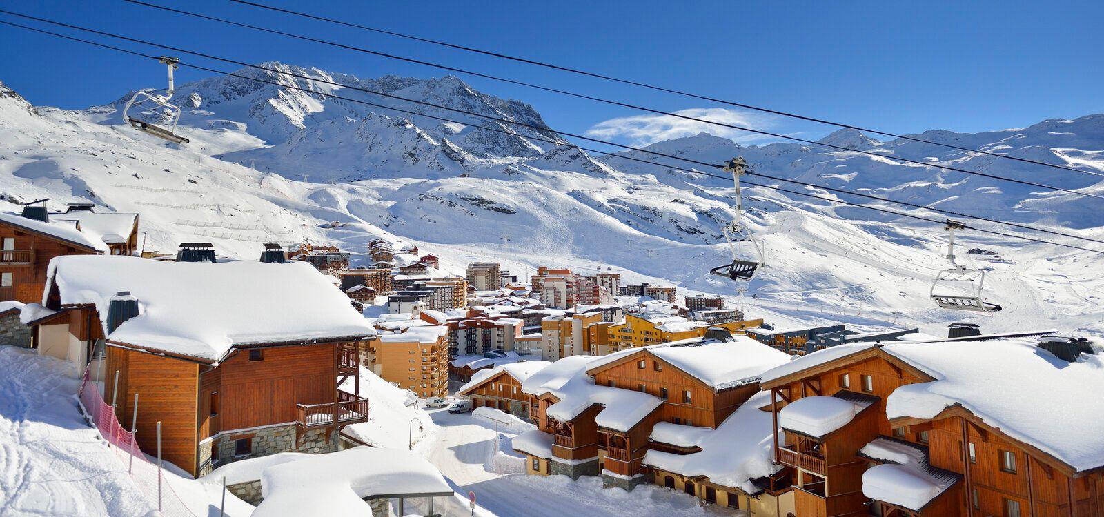 Val Thorens accommodation, resort view in the snow, Top Villas