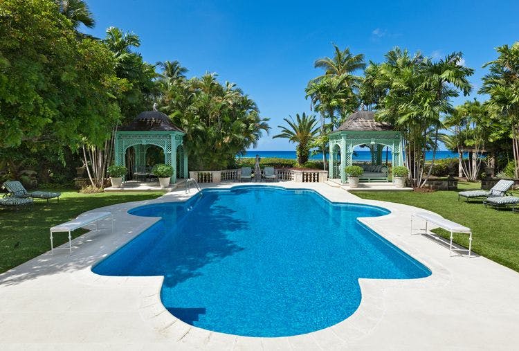 Villa rentals near Speightstown beaches - Leamington Pavilion luxury villa pool with sea view