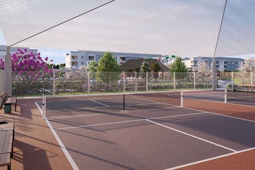 Rendering of tennis courts at Villatel Orlando Resort