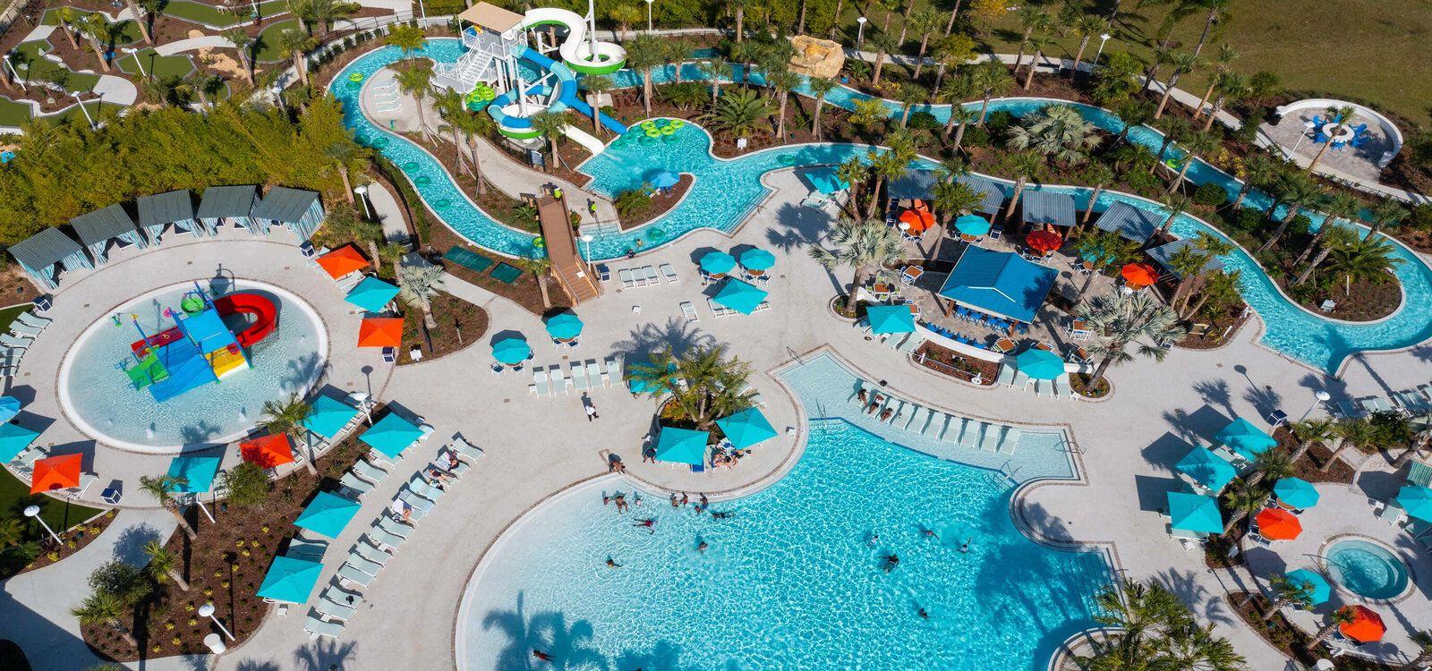 Windsor Island Resort villas, Windsor Island resort aerial of the pool, Top Villas