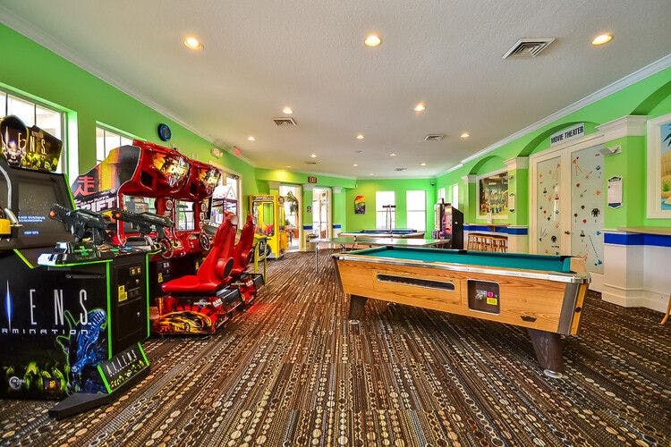 The arcade room at Windsor Palms Resort