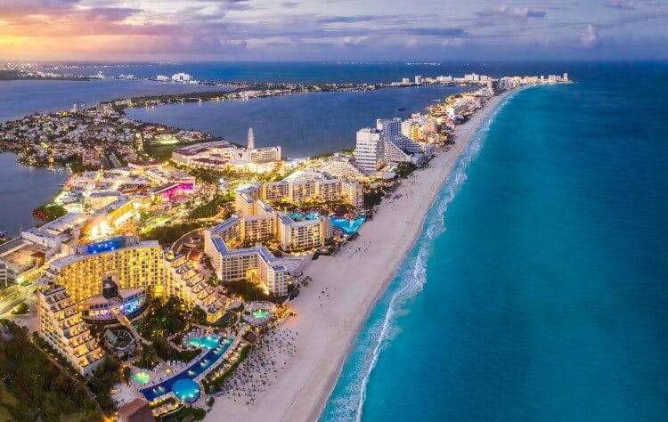Cancun strip from above