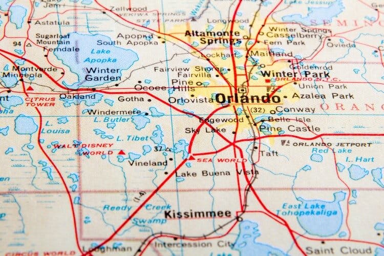 A map of Orlando