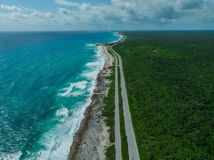 seaside road in the caribbean