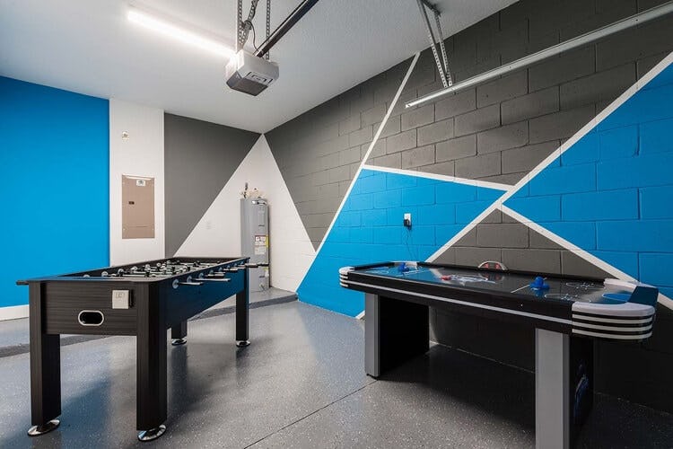 black and blue games room