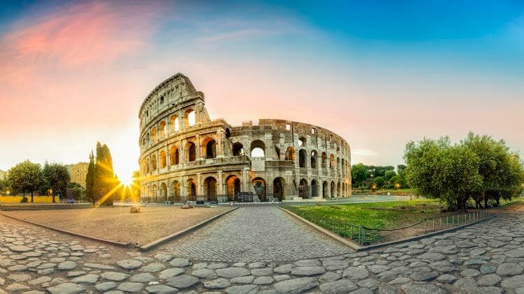 The Roman Colosseum in Rome at sunruse