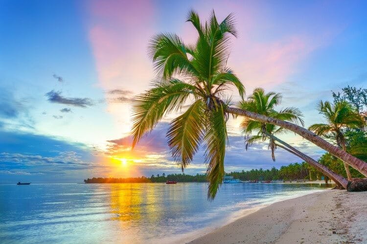 Sunset on a beautiful Caribbean beach