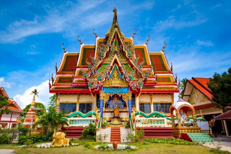 brightly coloured temple
